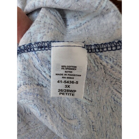 Catherines Suprema Collection Paisley Top Petite Sz 3X V Neck Short Sleeve Tee - Picture 5 of 5